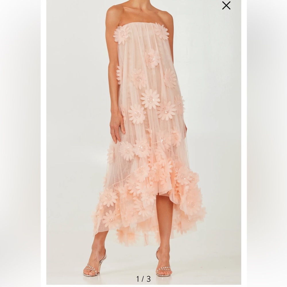 Strapless Pink Floral Dress